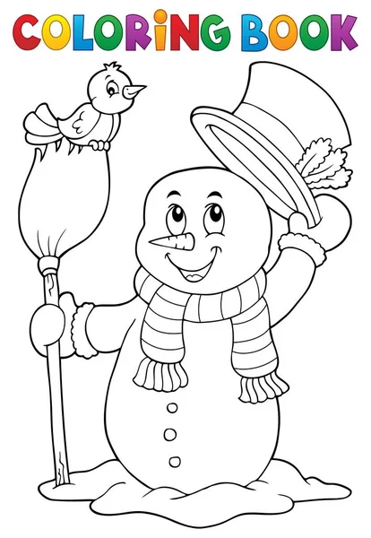 Раскраска Книги Снеговик Тема Eps10 Векторная Иллюстрация — стоковый вектор