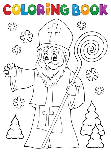 Livro Para Colorir Saint Nicholas Tópico Eps10 Ilustração Vetorial — Vetor de Stock