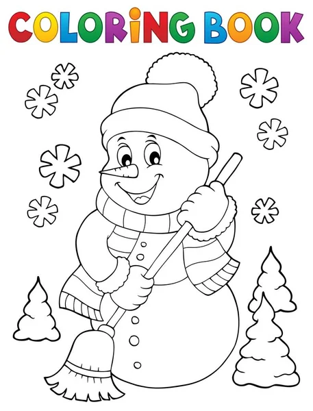 Libro Para Colorear Muñeco Nieve Tema Eps10 Vector Ilustración — Vector de stock