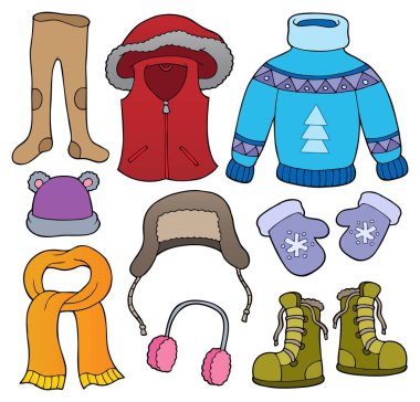 Winter clothes topic set 2 - eps10 vector illustration. clipart