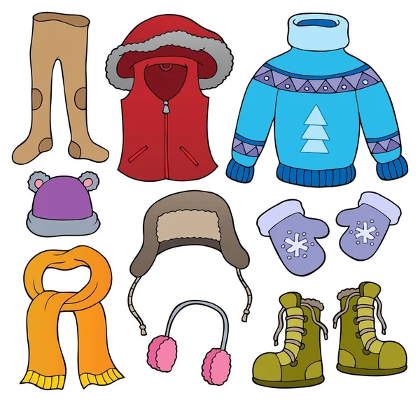 Χειμερινά Ρούχα Θέμα Σετ Eps10 Διανυσματική Απεικόνιση — Διανυσματικό Αρχείο
