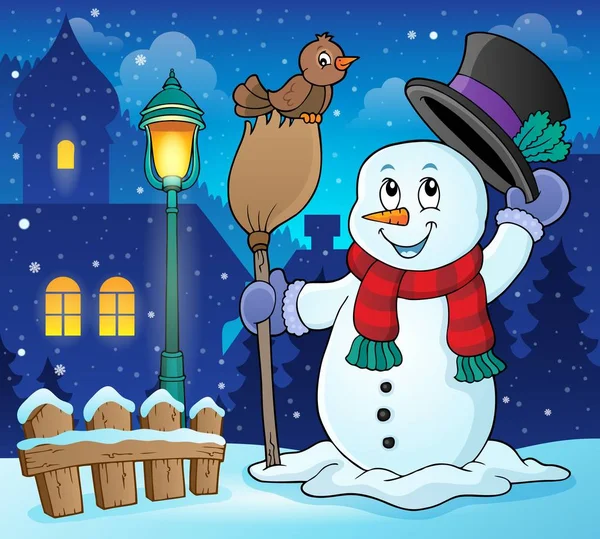 Χειμώνας Χιονάνθρωπος Θέμα Εικόνας Eps10 Εικονογράφηση Διάνυσμα — Διανυσματικό Αρχείο