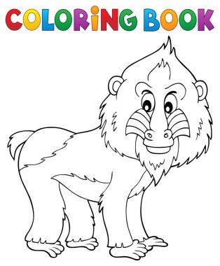 Coloring book mandrill theme 1 - eps10 vector illustration. clipart