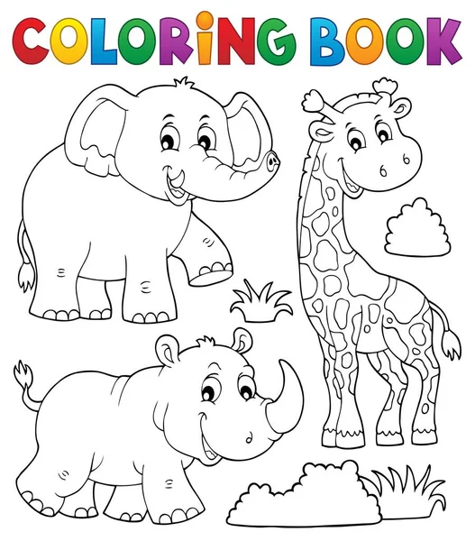 Livro Para Colorir Conjunto Temático Natureza Africana Eps10 Ilustração Vetorial — Vetor de Stock