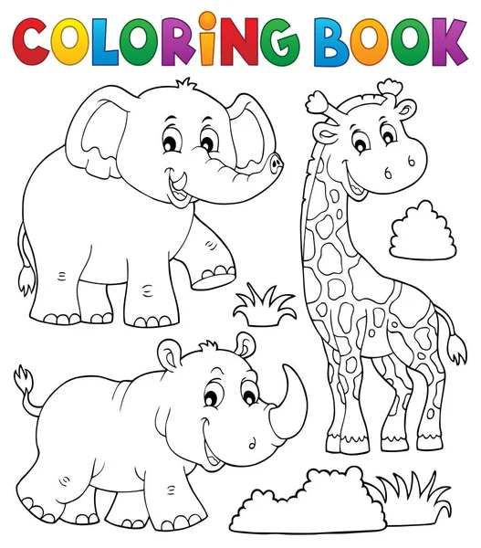 Libro Para Colorear Conjunto Temas Naturaleza Africana Eps10 Vector Ilustración — Archivo Imágenes Vectoriales