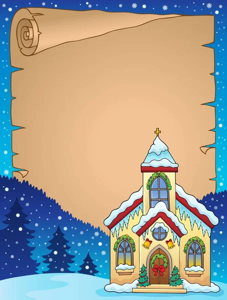 Vánoční Kostel Stavební Pergamen Eps10 Vektorové Ilustrace — Stockový vektor