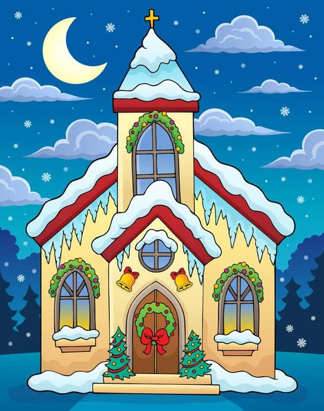 Christmas Church Building Theme Image Eps10 Vector Illustration — Stock Vector