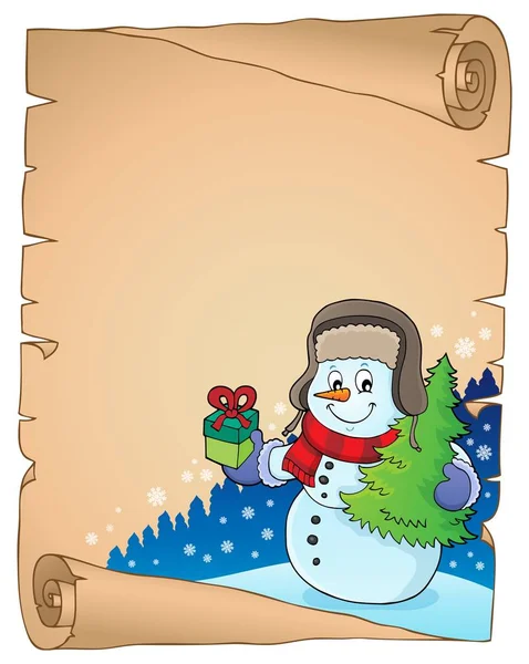 Natale Pupazzo Neve Soggetto Pergamena Eps10 Vettoriale Illustrazione — Vettoriale Stock