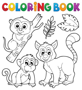 Coloring book primates and monkey - eps10 vector illustration. clipart