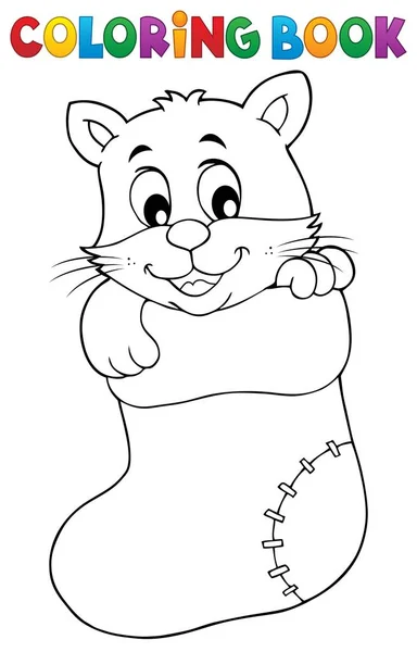 Coloring Book Christmas Cat Theme Eps10 Vector Illustration — Stock Vector