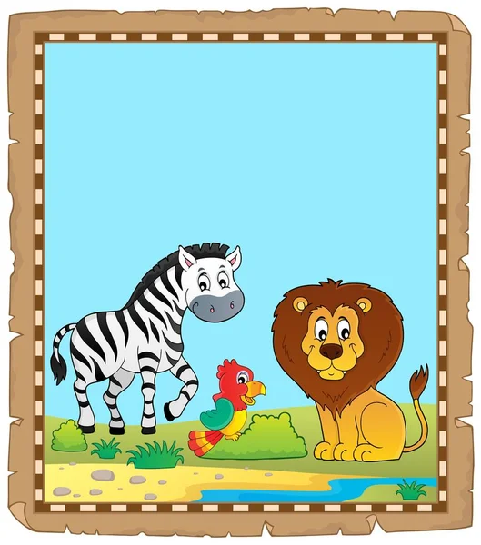 Pergamino Con Animales Africanos Eps10 Vector Ilustración — Vector de stock