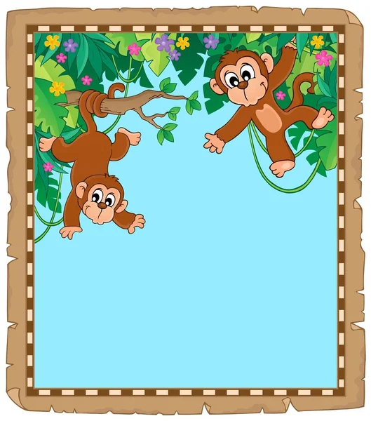 Pergament Mit Zwei Affen Eps10 Vektorillustration — Stockvektor