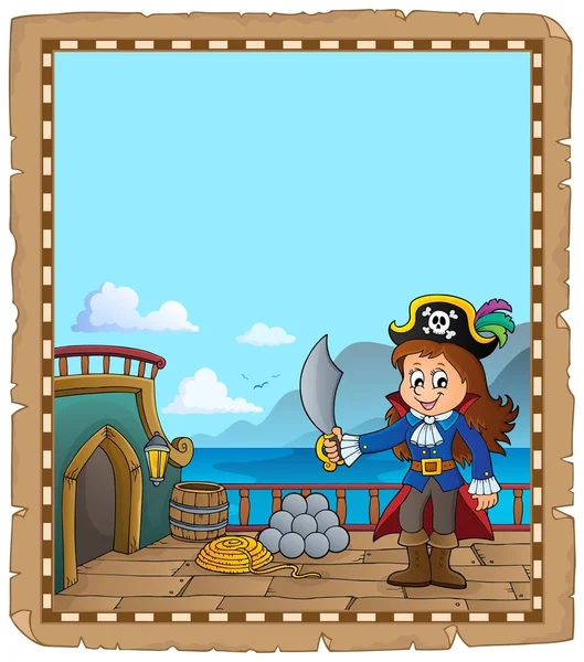 Pirate Ship Deck Topic Parchment Eps10 Vector Illustration — Stock Vector
