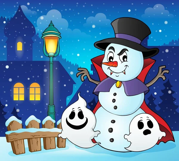 Vampire Snowman Téma Obrázek Eps10 Vektorové Ilustrace — Stockový vektor