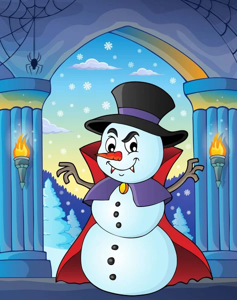 Vampier Sneeuwpop Thema Afbeelding Eps10 Vector Illustratie — Stockvector