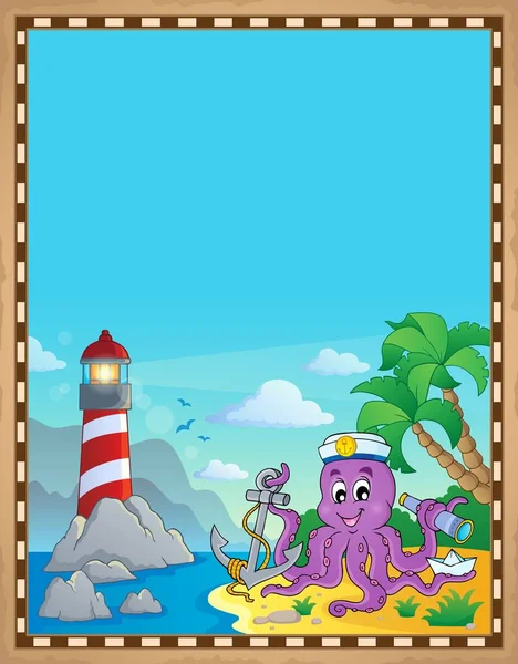 Perkament Met Octopus Matroos Eps10 Vector Illustratie — Stockvector