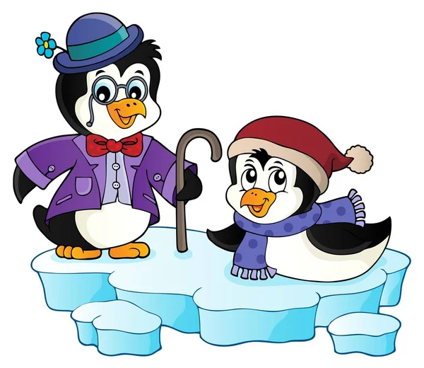Boldog Stilizált Pingvinek Téma Kép Eps10 Vektor Illusztráció — Stock Vector