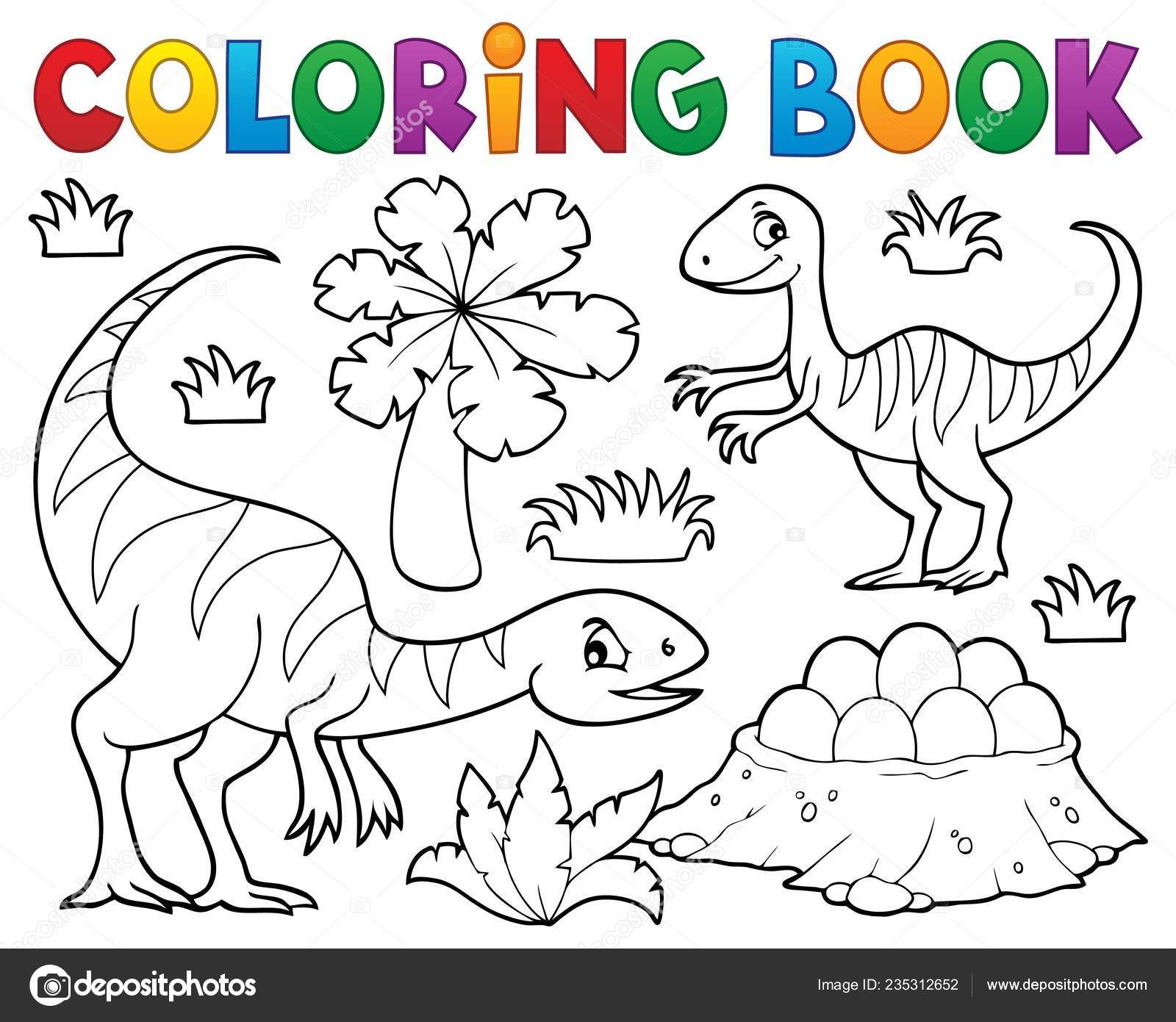 Desenho Composição Dinossauro Livro Colorir Eps10 Ilustração