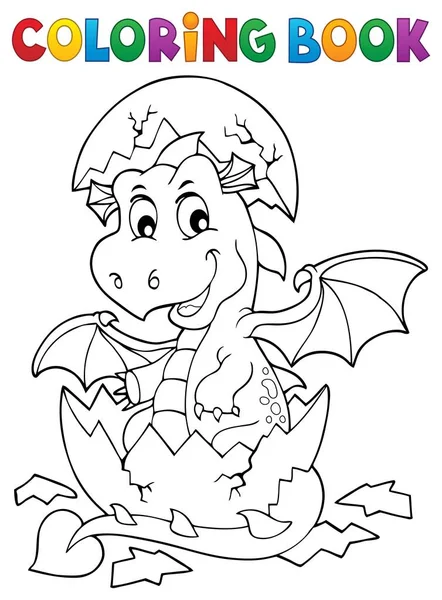 Livre Colorier Dragon Éclosion Oeuf Illustration Vectorielle Eps10 — Image vectorielle