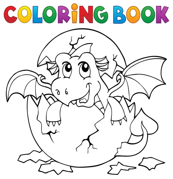Coloring Book Dragon Hatching Egg Eps10 Vector Illustration — Stock Vector