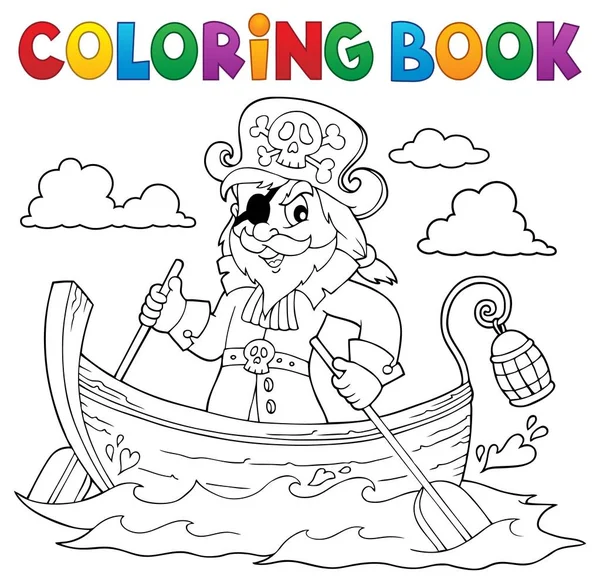 Colorir Livro Pirata Tópico Barco Eps10 Ilustração Vetorial —  Vetores de Stock