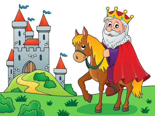 König Auf Pferd Thema Bild Eps10 Vektor Illustration — Stockvektor