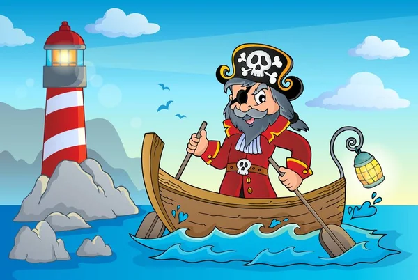 Pirate Dans Bateau Sujet Image Eps10 Illustration Vectorielle — Image vectorielle