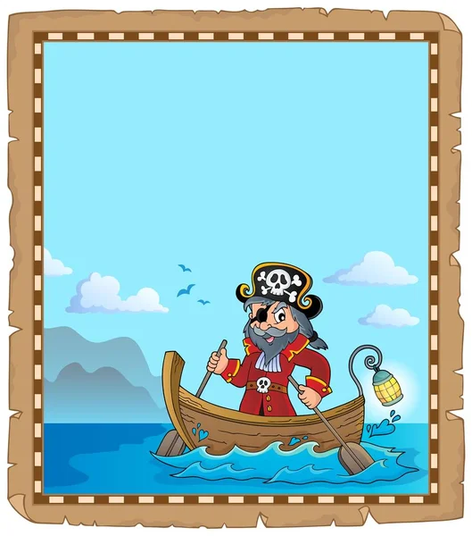 Pirata Barco Tema Pergamino Eps10 Vector Ilustración — Vector de stock