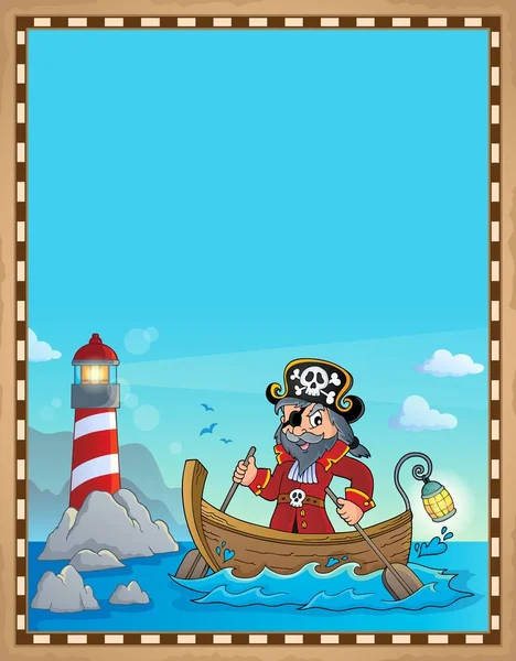 海盗在船主题羊皮纸1 Eps10矢量插图 — 图库矢量图片