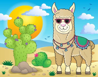 Llama with sunglasses theme image 2 - eps10 vector illustration. clipart