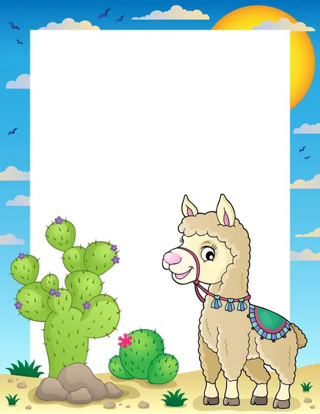 Llama Theme Frame Eps10 Vector Illustration — Stock Vector