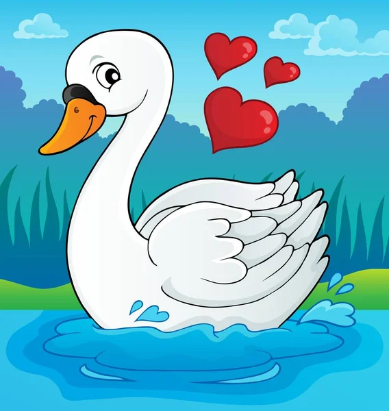 Valentine Swan Theme Image Eps10 Vector Illustration — Stock Vector