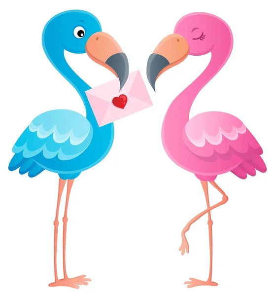 Valentine Flamingos Topic Image Eps10 Vector Illustration — Stock Vector