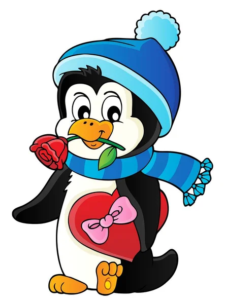 Imagem Bonito Tema Pinguim Valentim Eps10 Ilustração Vetorial — Vetor de Stock