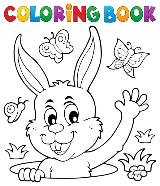 Coloring Book Lurking Easter Bunny Eps10 Vector Illustration — Stock Vector