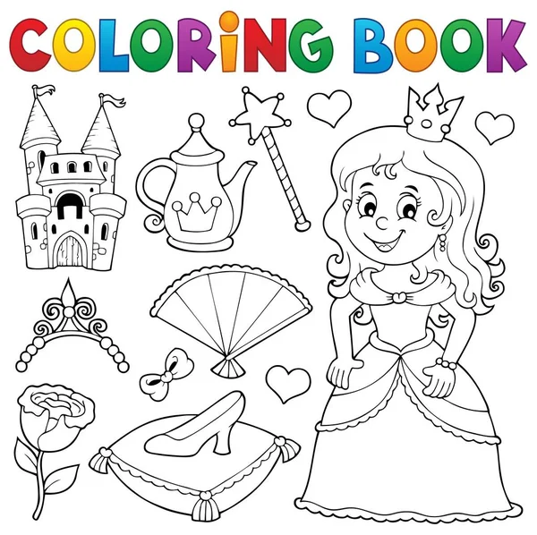 Libro Para Colorear Princesa Tema Conjunto Eps10 Vector Ilustración — Vector de stock