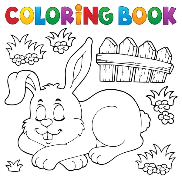 Livre Colorier Lapin Endormi Thème Illustration Vectorielle Eps10 — Image vectorielle