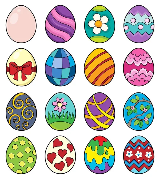 Huevos Pascua Decorativos Tema Conjunto Eps10 Vector Ilustración — Vector de stock