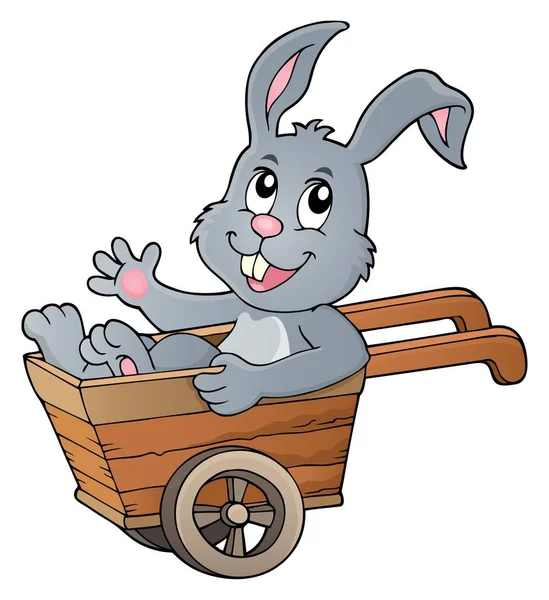 Easter Bunny Wheelbarrow Image Eps10 Vector Illustration — Stock Vector