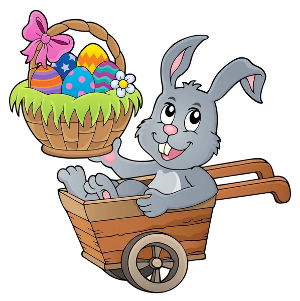 Easter Bunny Wheelbarrow Image Eps10 Vector Illustration — Stock Vector