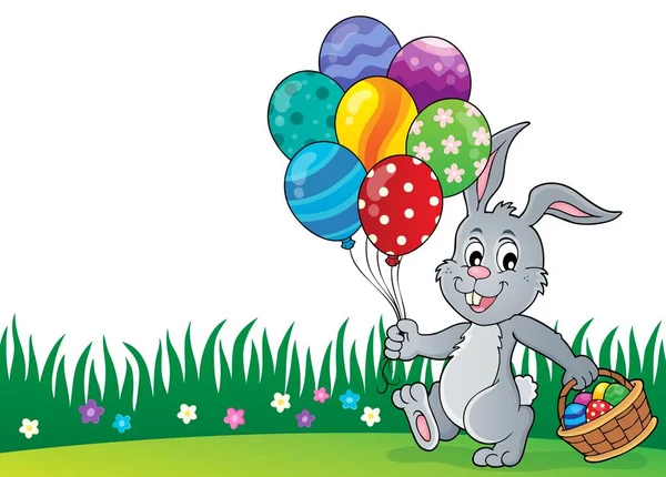 Balonlu Paskalya Tavşanı Resim Epps Vektör Illüstrasyonu — Stok Vektör