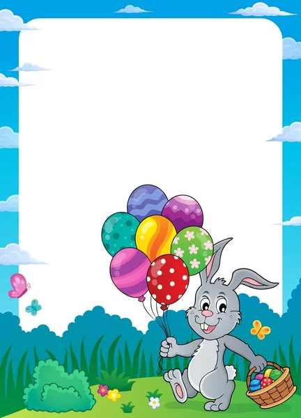 Coelho Páscoa Com Balões Quadro Temático Eps10 Ilustração Vetorial —  Vetores de Stock
