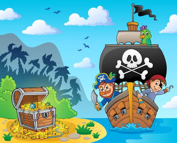 Bild Mit Piratenschiff Thema Eps10 Vektorillustration — Stockvektor