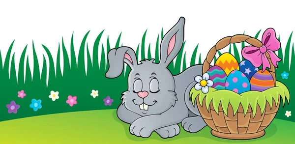 Schlafender Osterhase Thema Bild Eps10 Vektor Illustration — Stockvektor