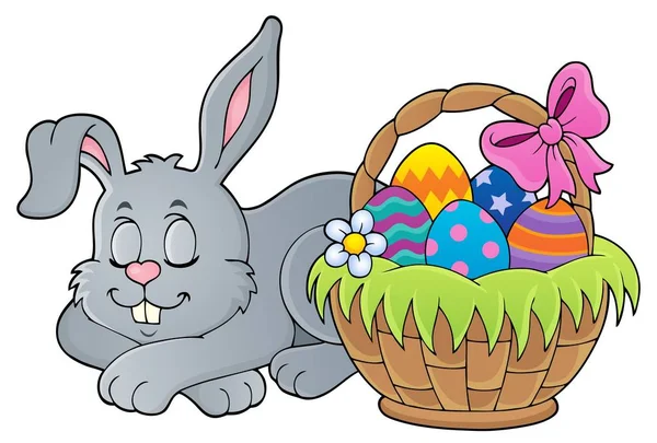 Sleeping Easter Bunny Theme Image Eps10 Vector Illustration — Stock Vector