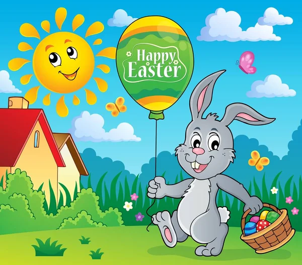 Conejo de Pascua con globo imagen 2 — Vector de stock