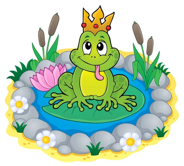 Frog with crown theme image 3 — Stock Vector