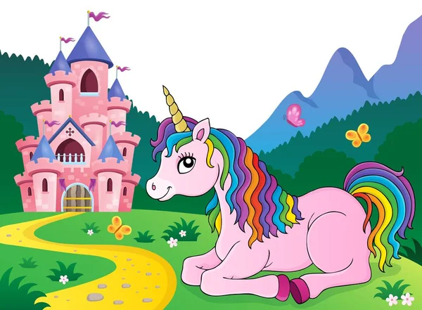 Berbohong unicorn tema gambar 4 - Stok Vektor