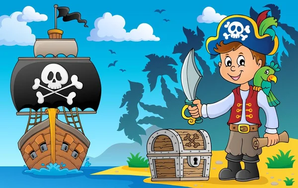 Pirata chico tema imagen 5 — Vector de stock