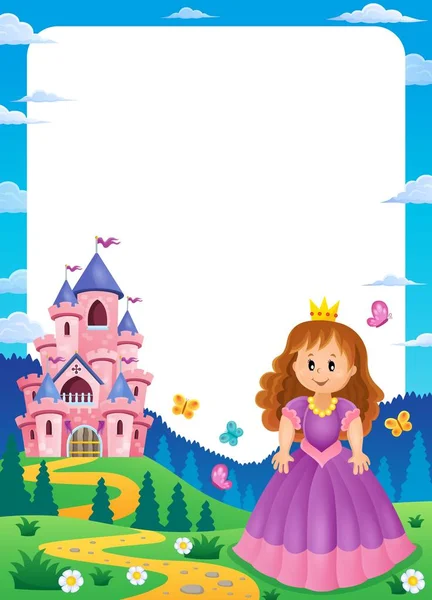 Princess and castle composition frame 1 — Stock Vector